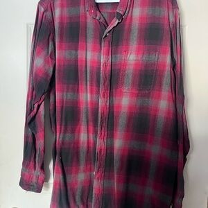 Men's Plaid Shirt - Red and Black